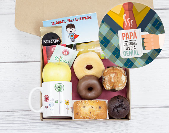 Caja de desayuno "Papá, que tengas un día genial"