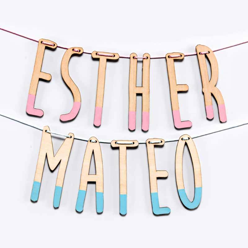 Guirnalda madera personalizada con el nombre