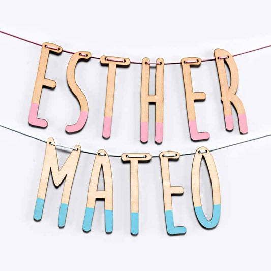 Guirnalda madera personalizada con el nombre