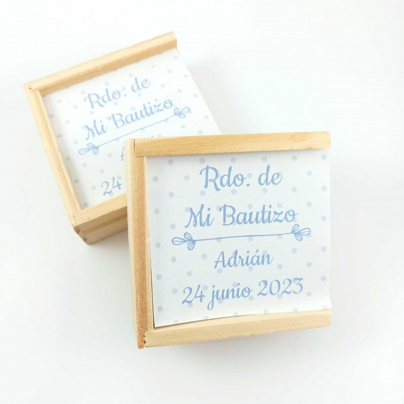 Tres en raya en madera Personalizado Bautizo niño