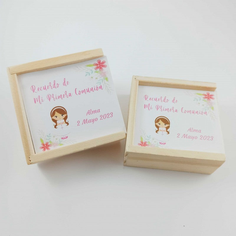 Tres en raya en madera Personalizado Comunión niña