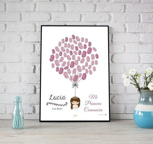 Lienzo Huellas Comunión Niña