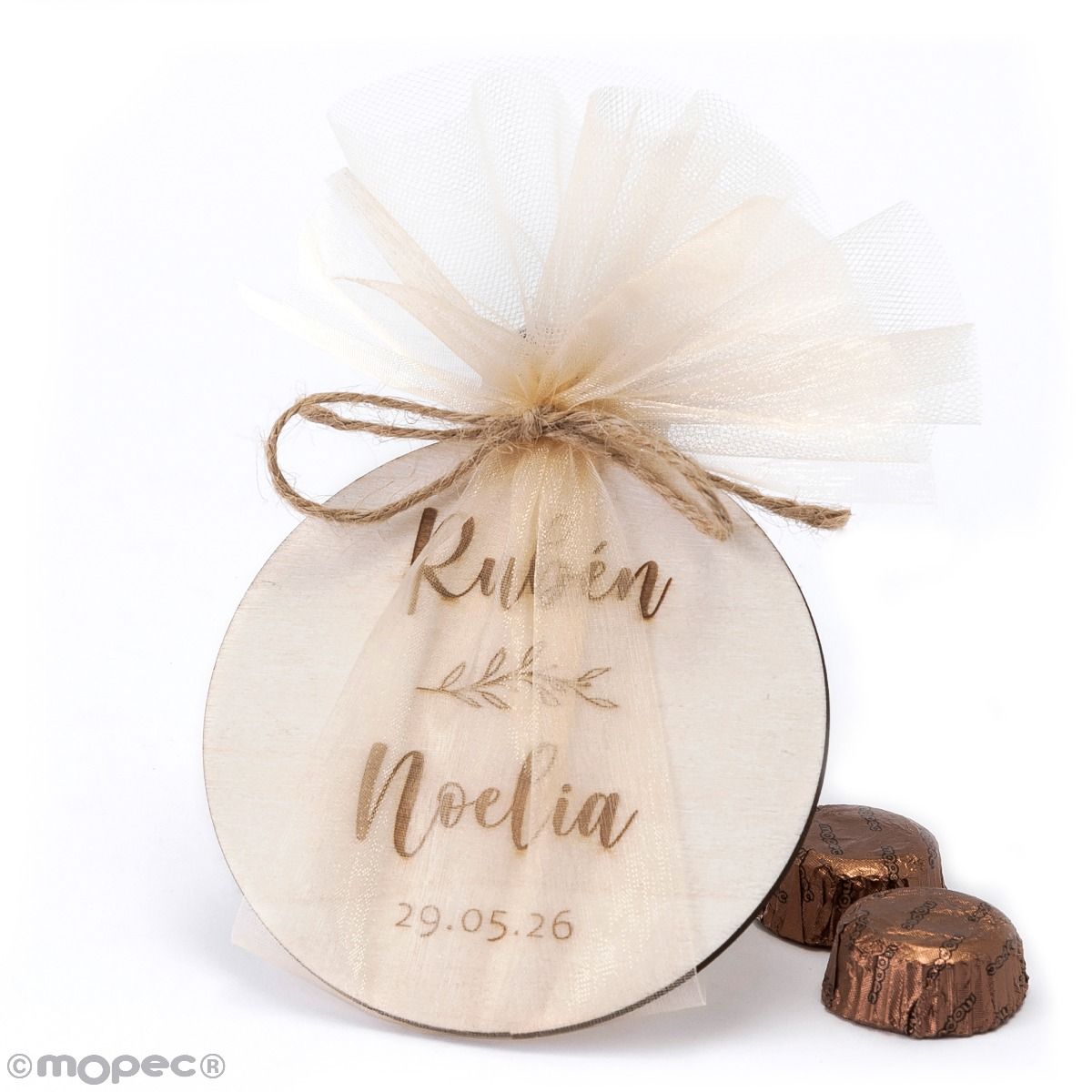 Posavasos + 2 bombones