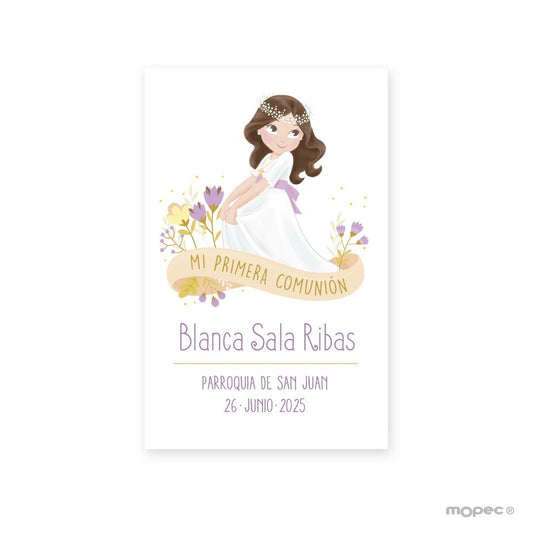 Estampa Comunión niña falda