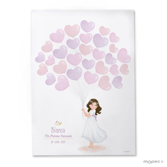 Lámina árbol de huellas Comunión niña falda